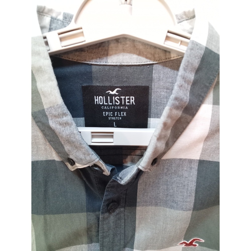 Hollister Epic Flex Stretch Men's Long Sleeve Button Down Shirt, Large,‎ Plaid - Picture 2 of 5